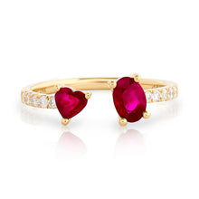 Load image into Gallery viewer, Ruby and Diamond U Shape Ring