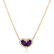 Load image into Gallery viewer, Chubby Amethyst and Diamond Heart Pendant