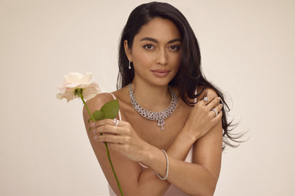 Diamond Flower Dangle Earrings