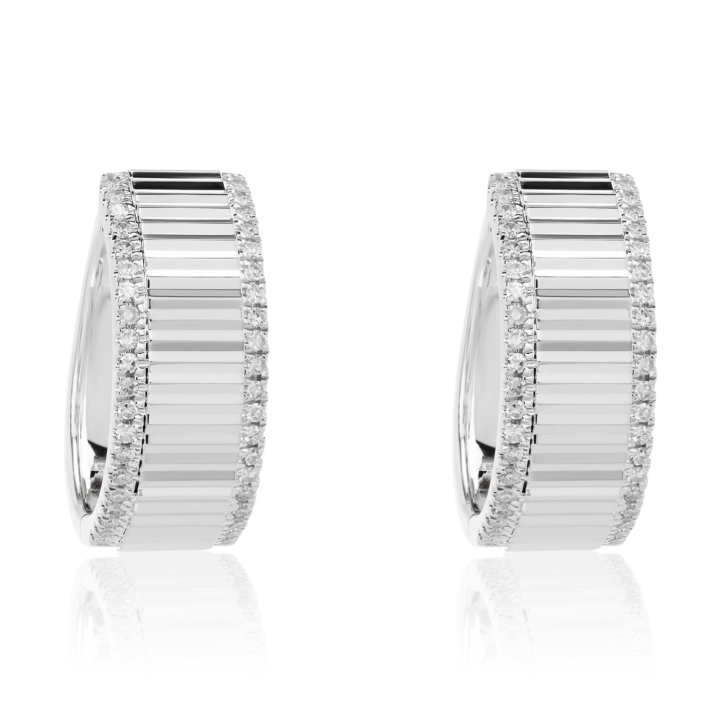 Fluted Style 2 Diamond Hoop Earrings