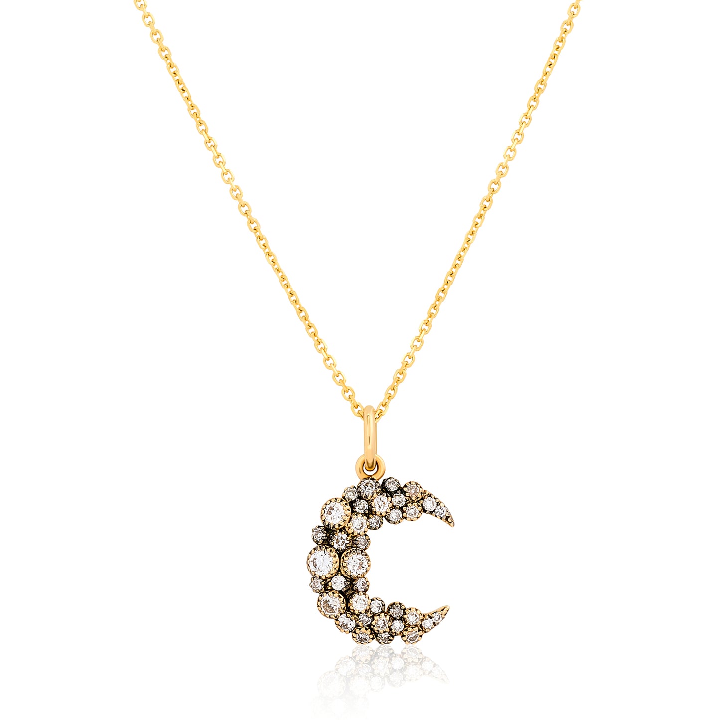 Rocky Diamond Crescent Moon Pendant