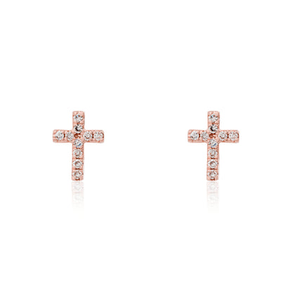 Petite Stud Diamond Cross Earrings