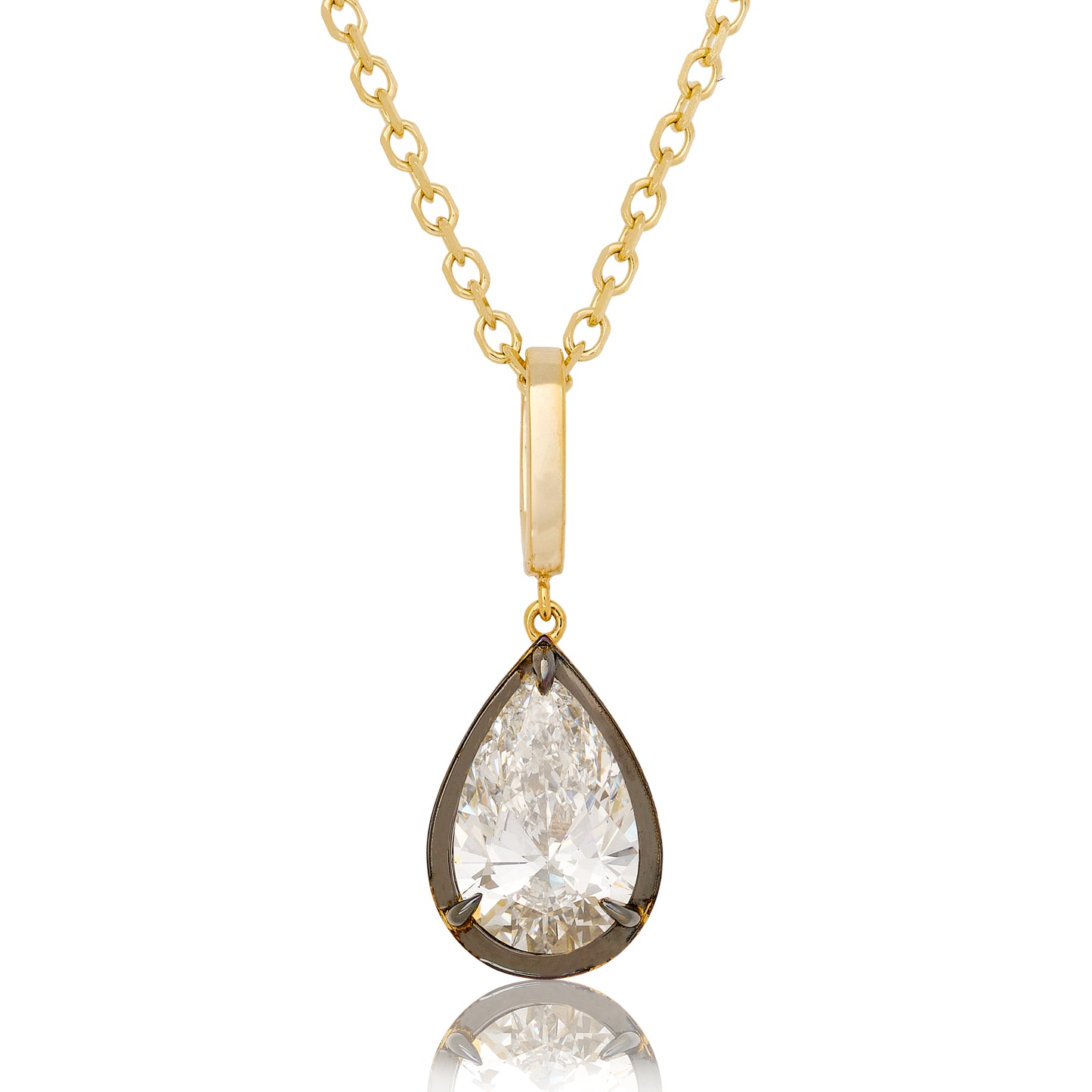 Lab Diamond Pear Shape Button Back Pendant