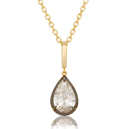 Lab Diamond Pear Shape Button Back Pendant