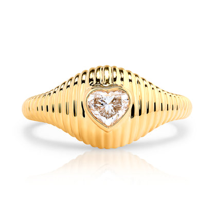 Fluted Diamond Heart Ring