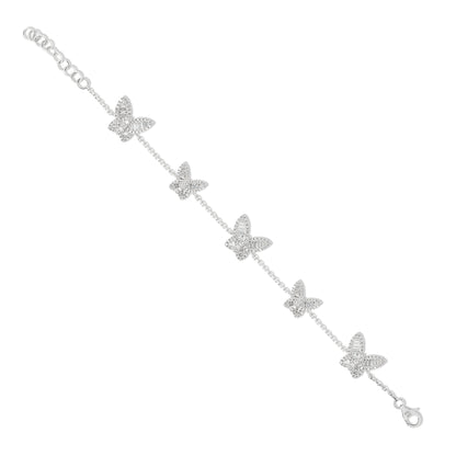 Three Medium and Two Petite Five Butterfly Diamond Bracelet