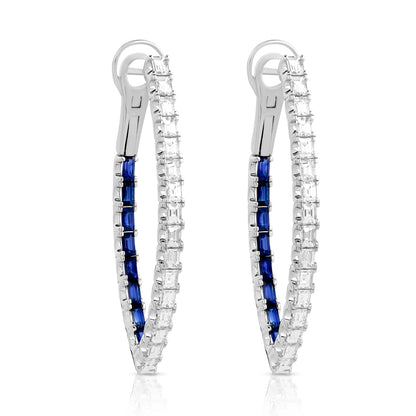 Marquise Shape Sapphire and Diamond Hoops