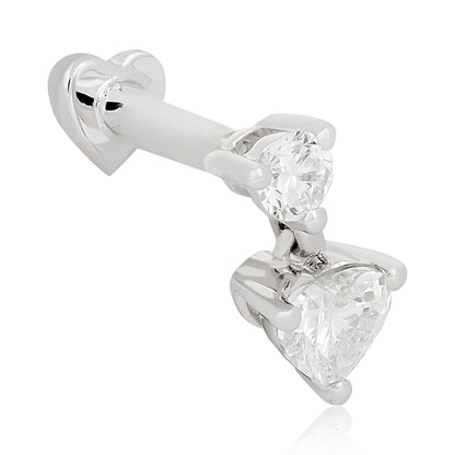 Round and Heart Shape Diamond Flat Back Earring