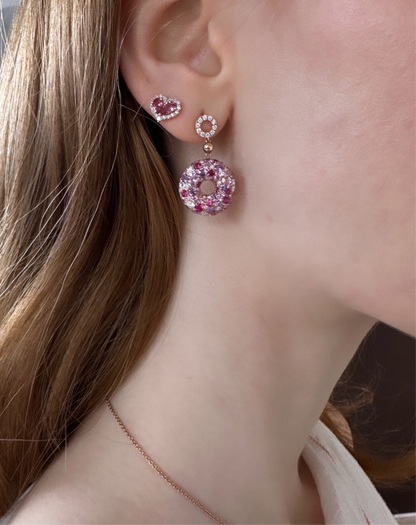 Diamond and Sapphire Sprinkle Donut Earrings
