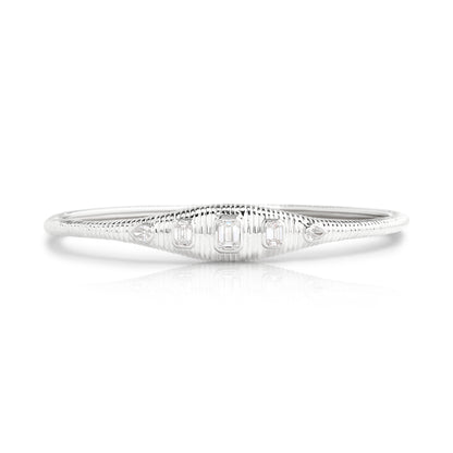 Emerald Cut and Pear Shape Diamond Fluted Bangle Bracelet