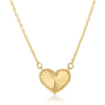 All Gold Fluted Heart Pendant