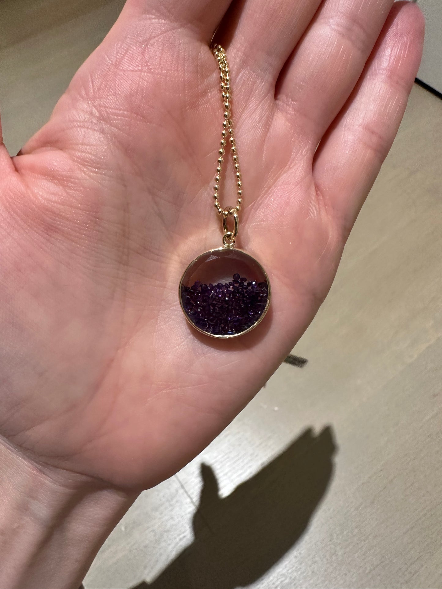 Sapphire Crystal and Amethyst Shaker Pendant