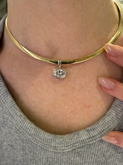 Four Carat Oval Shape Diamond on Omega Chain