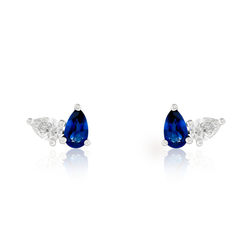 Toi Et Moi Diamond and Sapphire Birthstone Stud Earrings