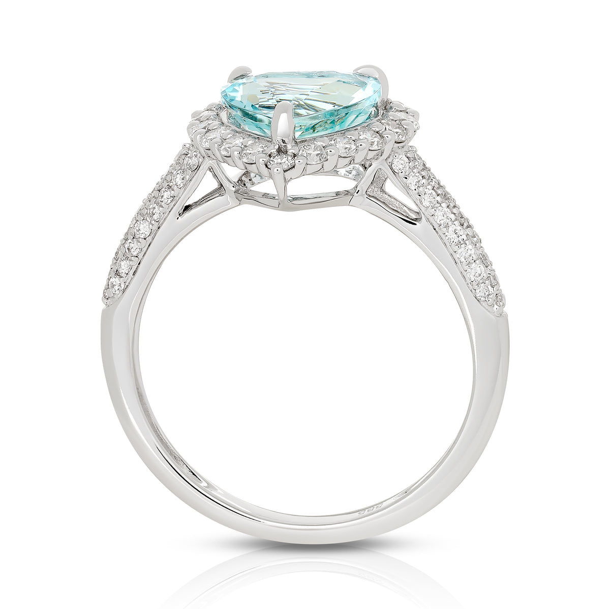 Aquamarine and Diamond Heart Ring
