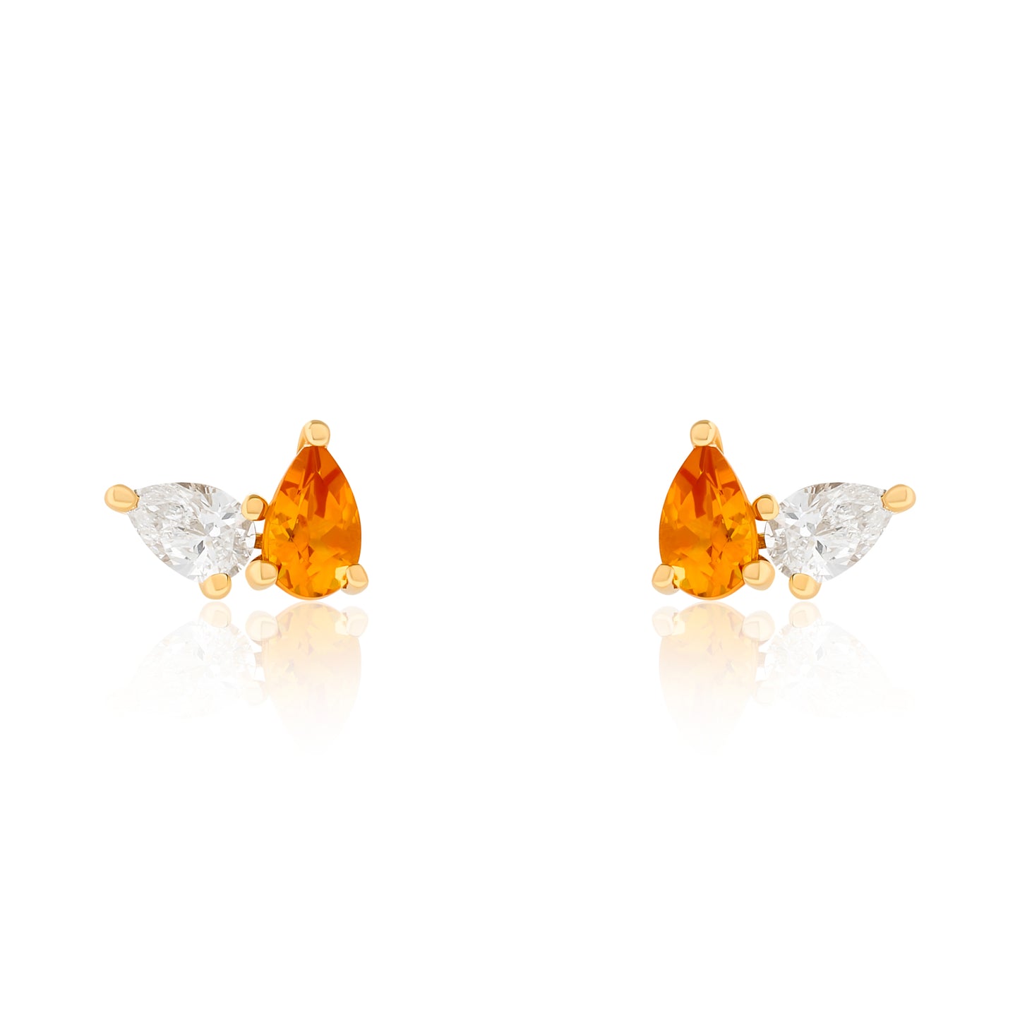 Toi Et Moi Diamond and Citrine Birthstone Stud Earrings