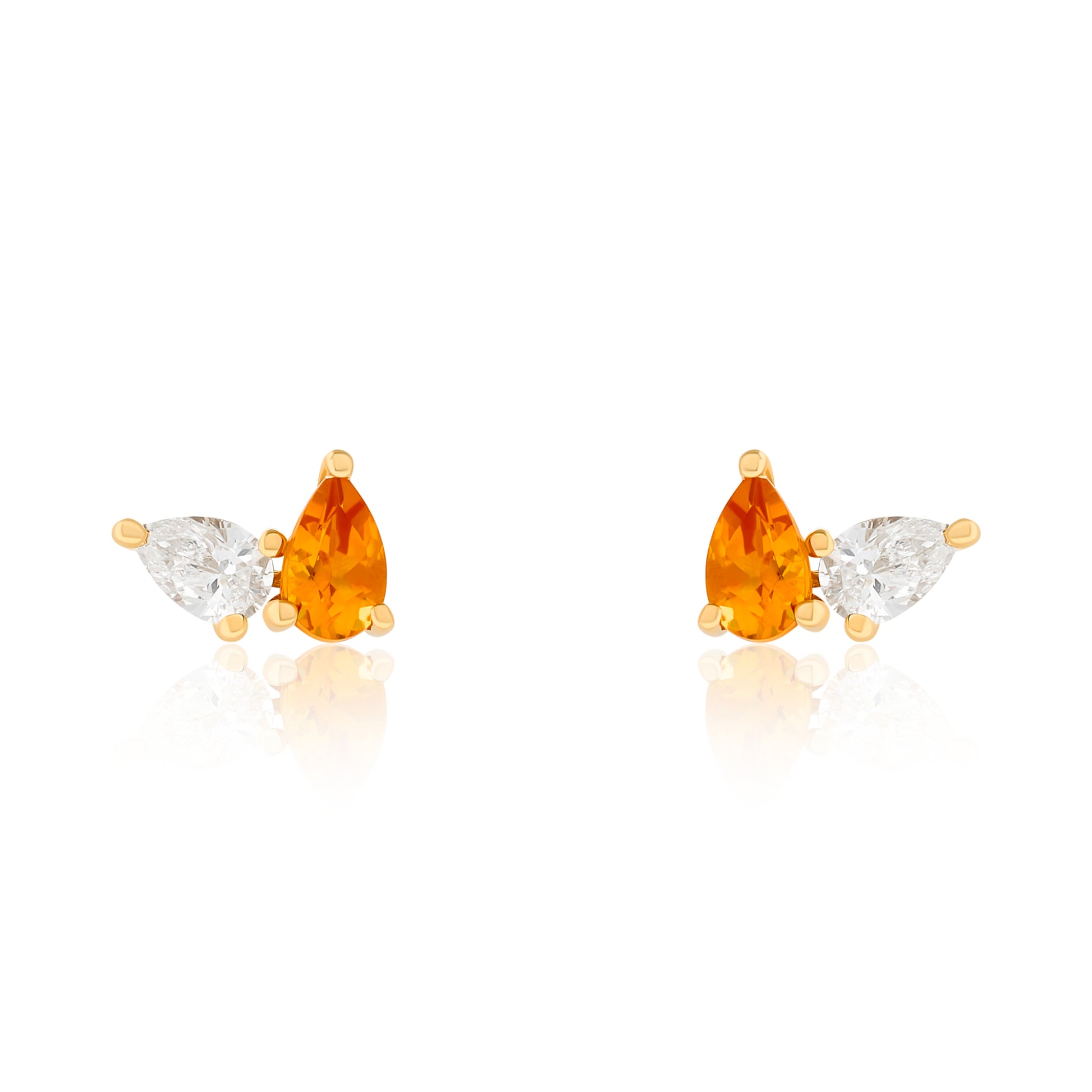 Toi Et Moi Diamond and Citrine Birthstone Stud Earrings