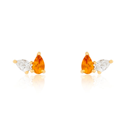 Toi Et Moi Diamond and Citrine Birthstone Stud Earrings
