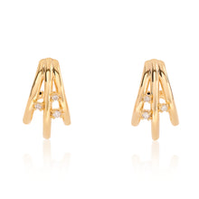 Load image into Gallery viewer, Triple Gold Diamond Hoop Earrings