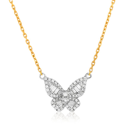 Two Tone Romantic Butterfly Pendant in Size 2