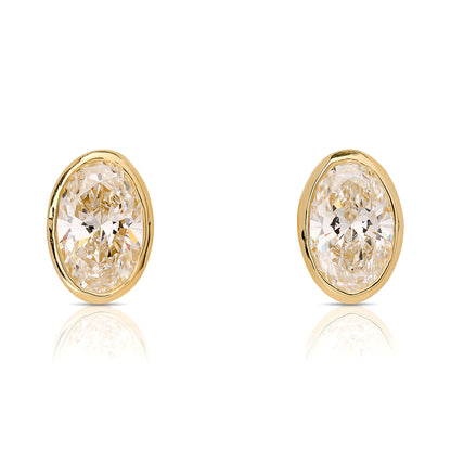 Lab Grown Diamond Oval Bezel Set Stud Earrings