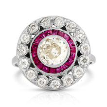 Load image into Gallery viewer, Deco Diamond and Ruby Ring