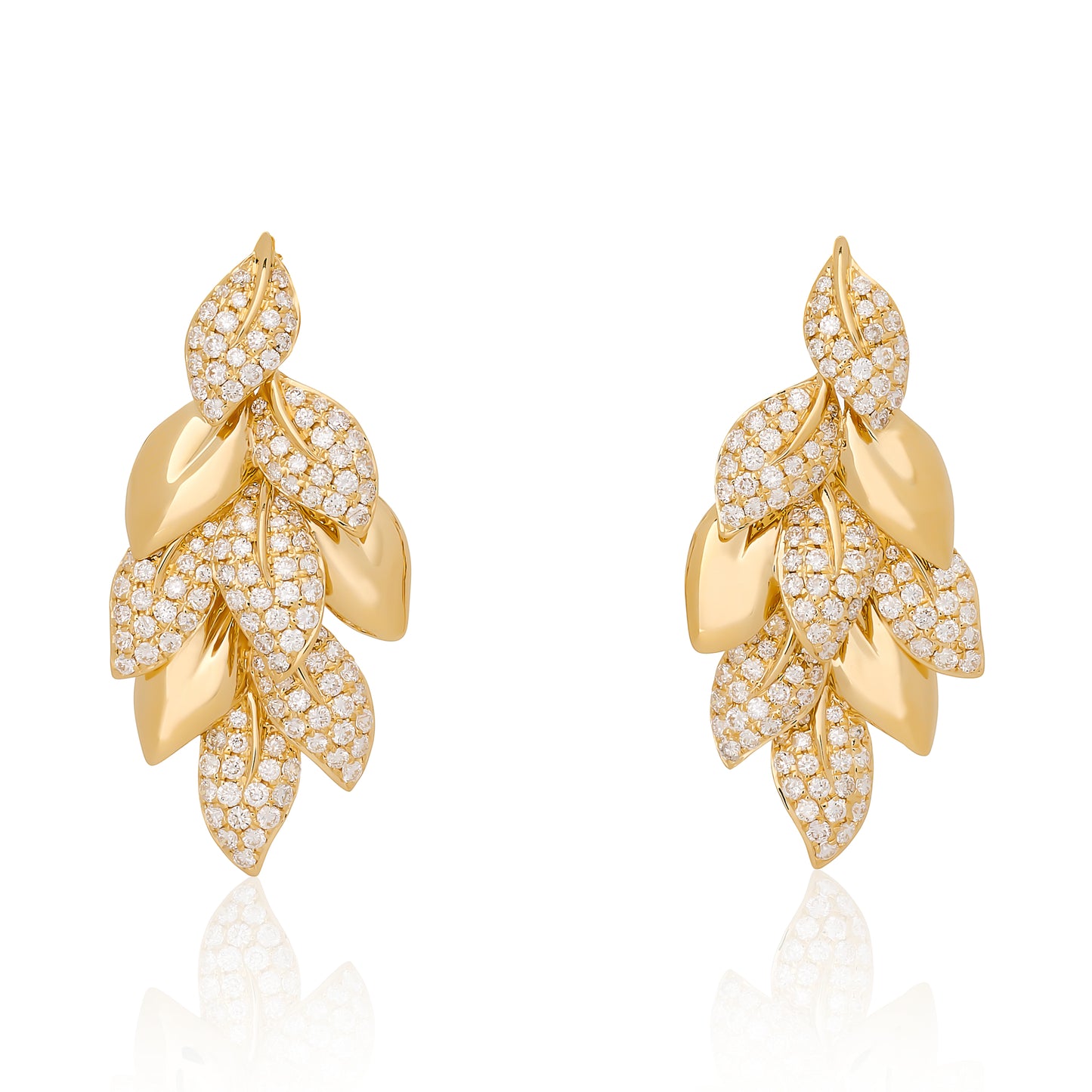 Diamond and Gold Leaf Earrings
