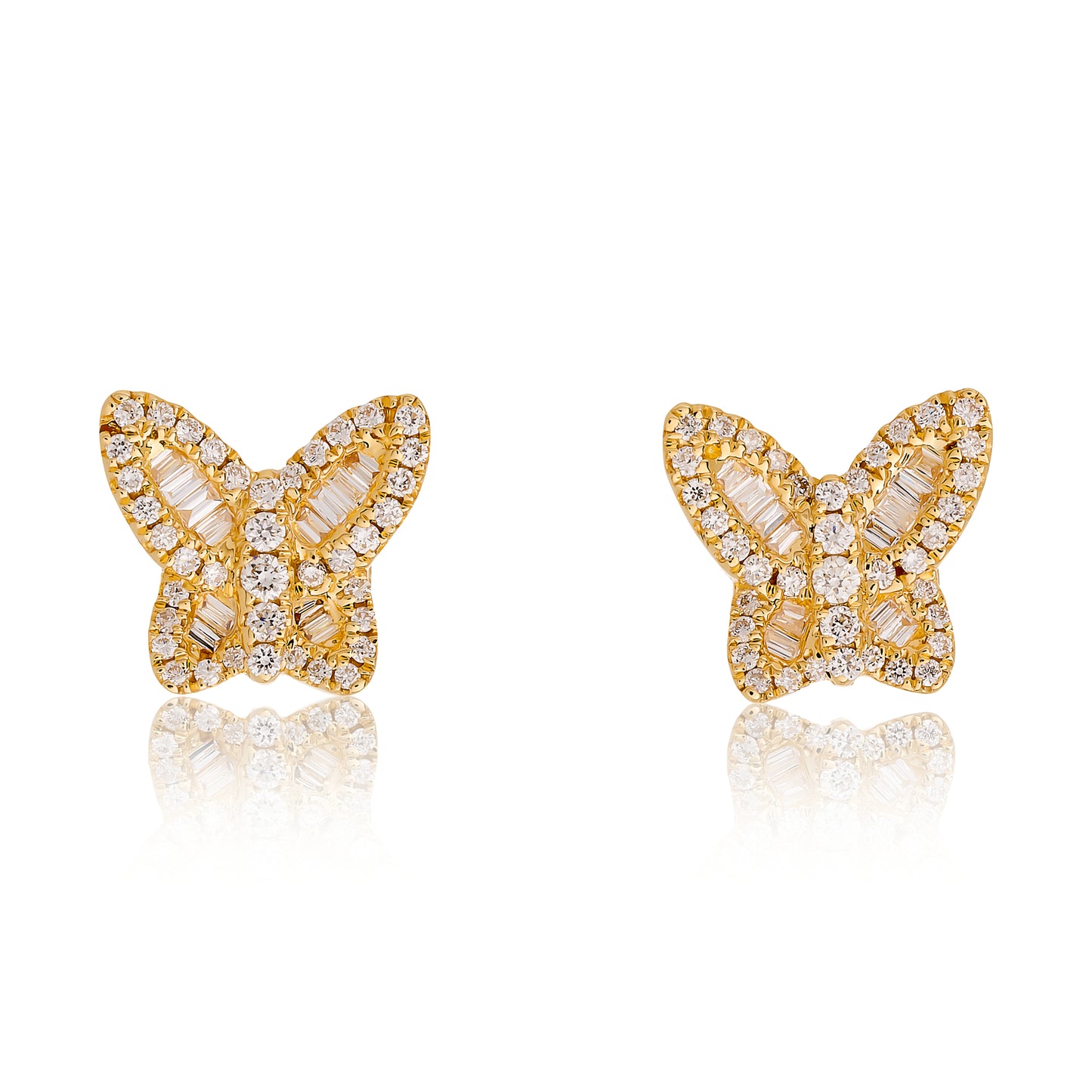 Tiny Diamond Butterfly Stud Earrings