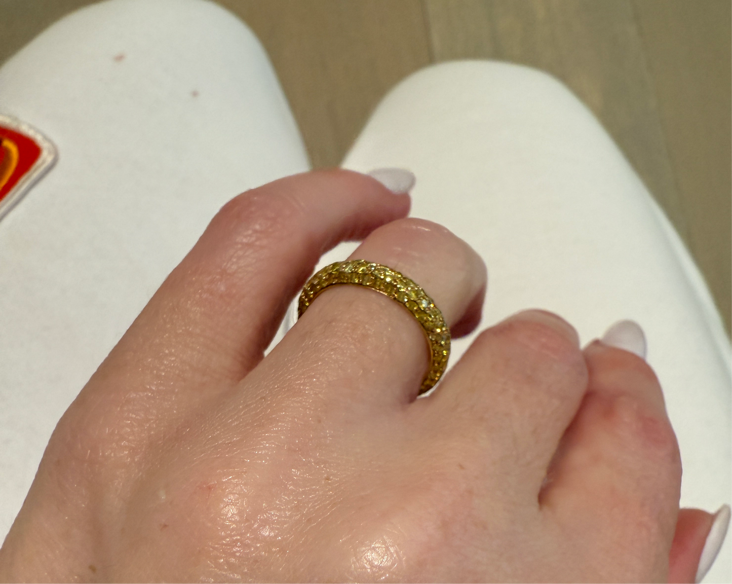 Estate Yellow Gold and Yellow Diamond Pave Eternity Band