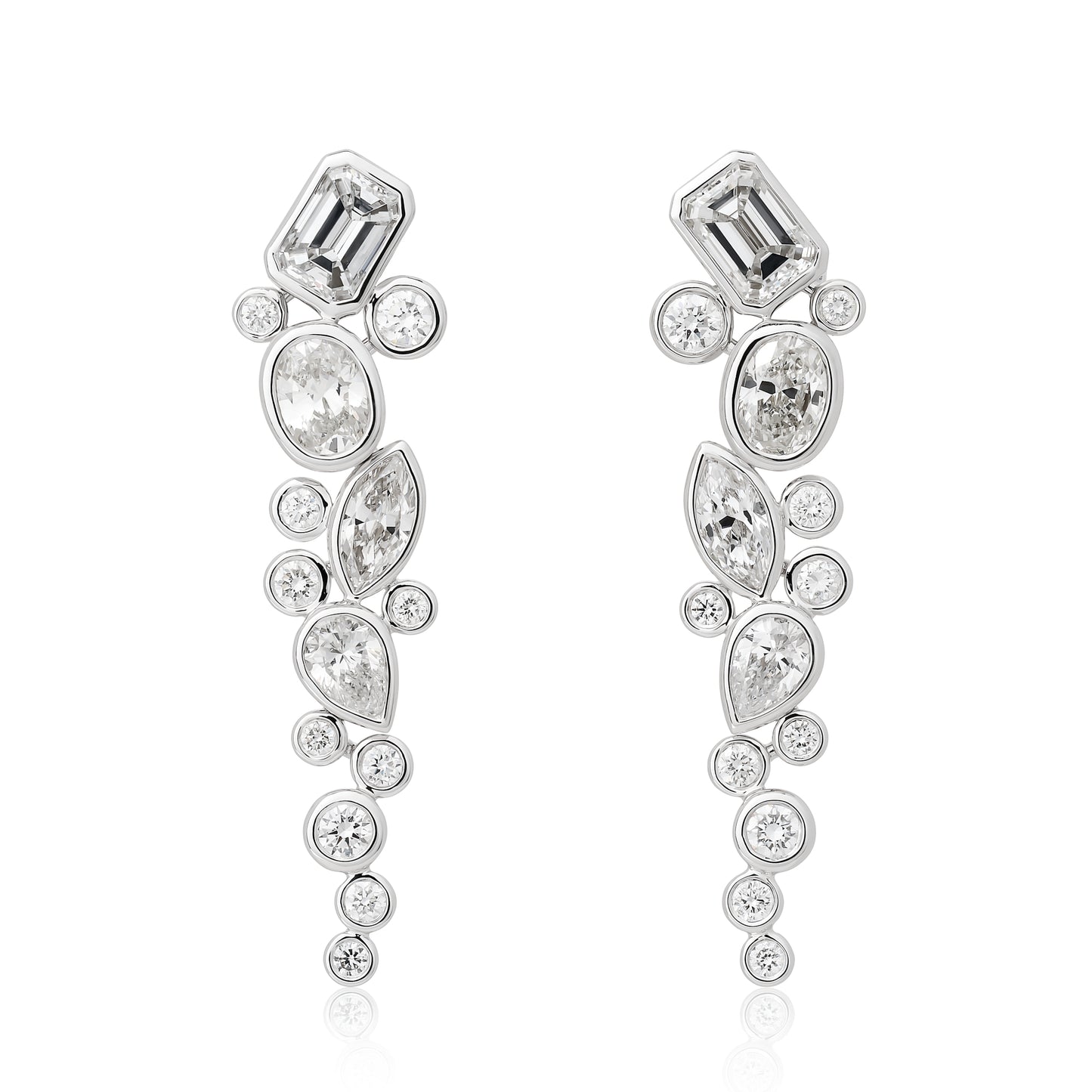 Mix Shape Waterfall Diamond Earrings