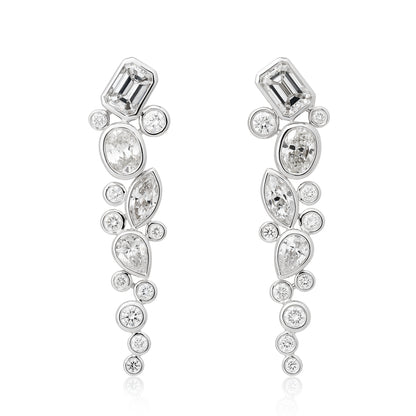 Mix Shape Waterfall Diamond Earrings