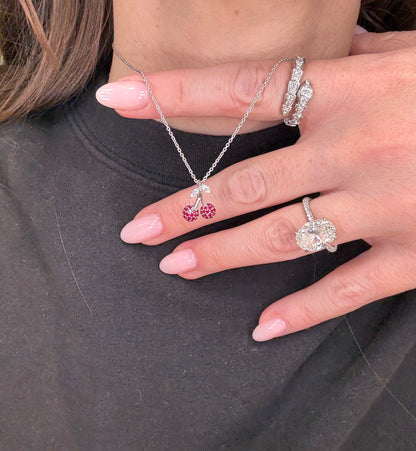 Petite Ruby and Diamond Cherry Pendant