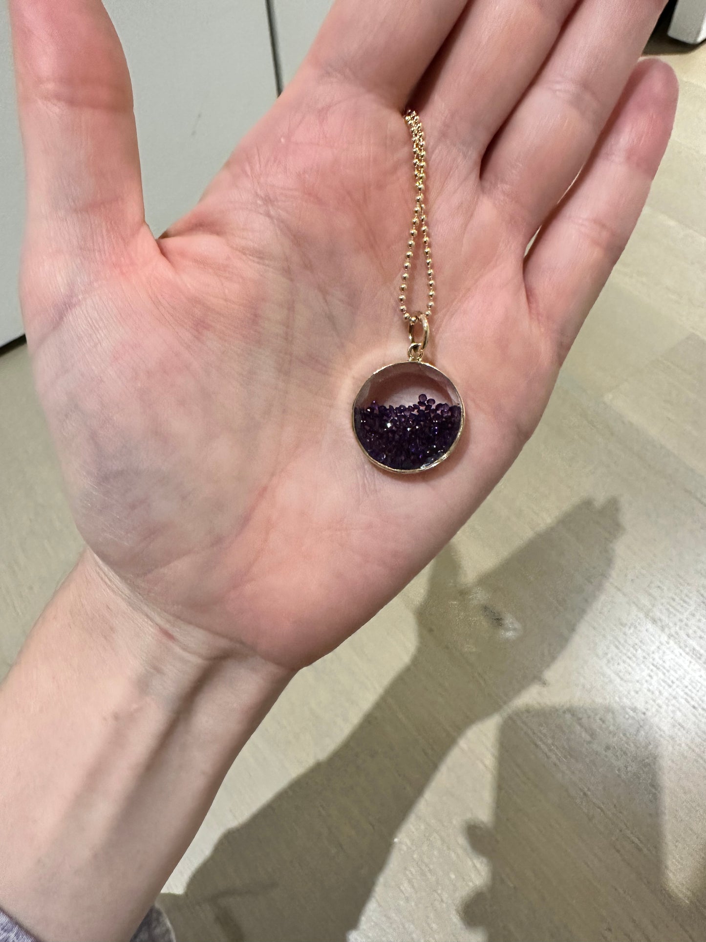 Sapphire Crystal and Amethyst Shaker Pendant