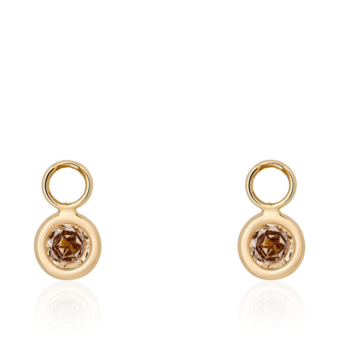 Champagne Rose Cut Diamond Circle Charms