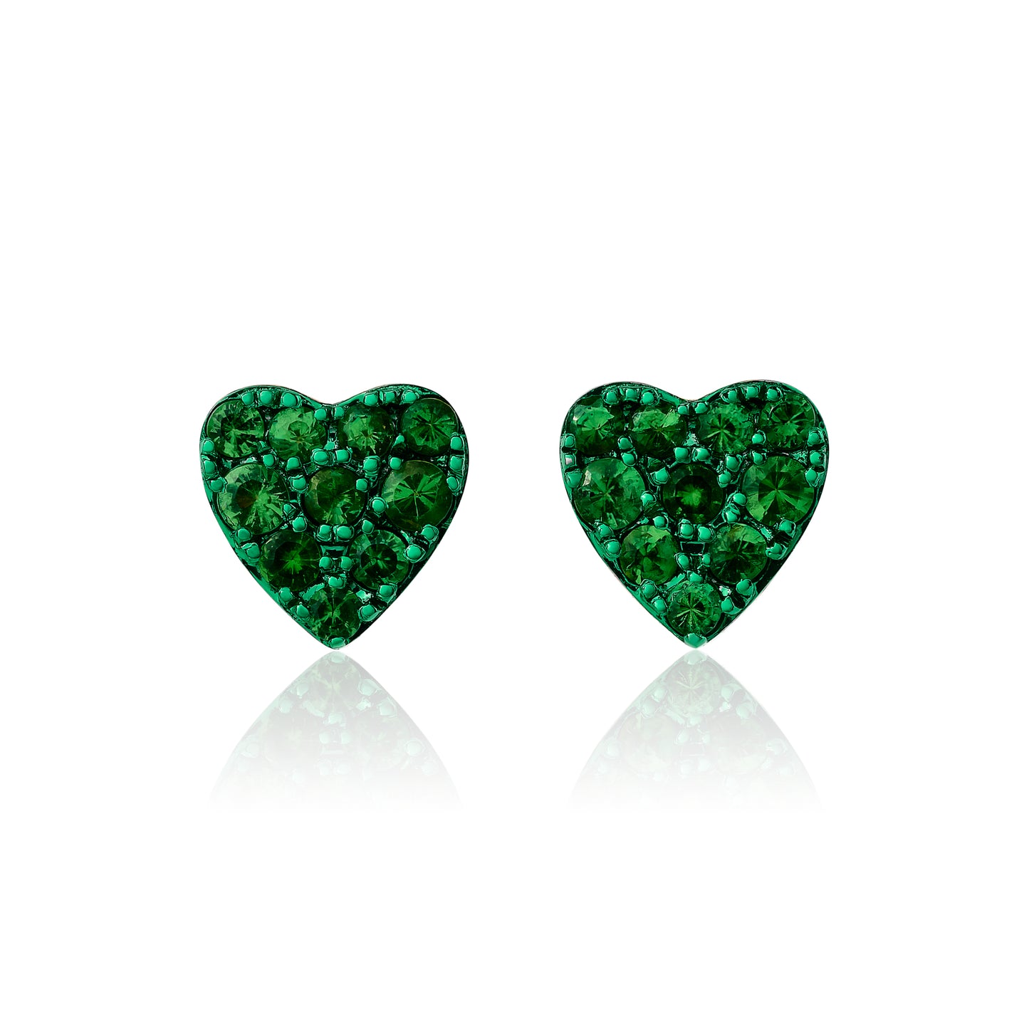 Petite Tsavorite Heart Stud Earrings