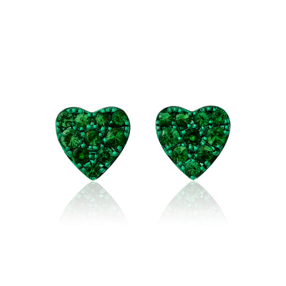 Petite Tsavorite Heart Stud Earrings
