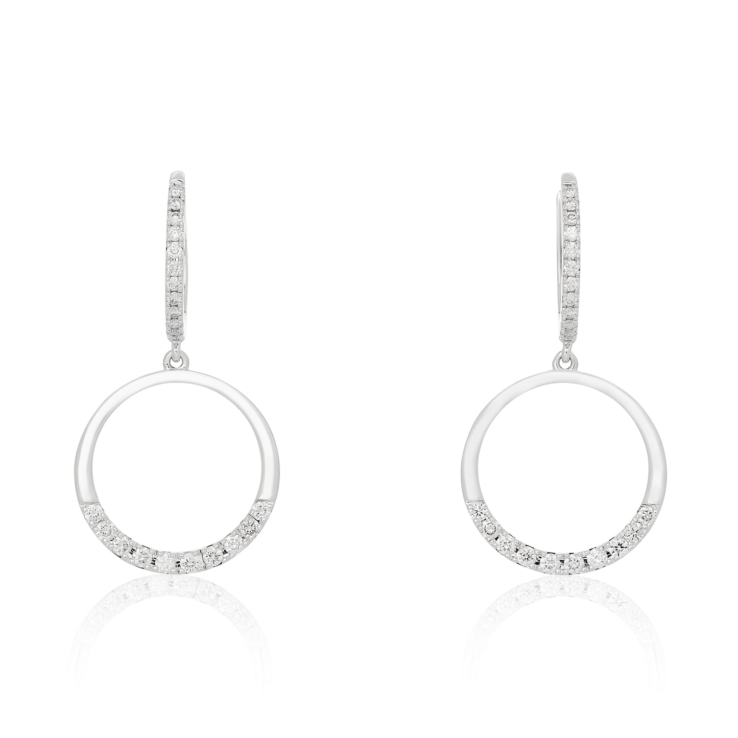 Circle Diamond Dangle Earrings