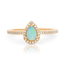 Load image into Gallery viewer, Pear Shape Opal and Diamond Halo Ring