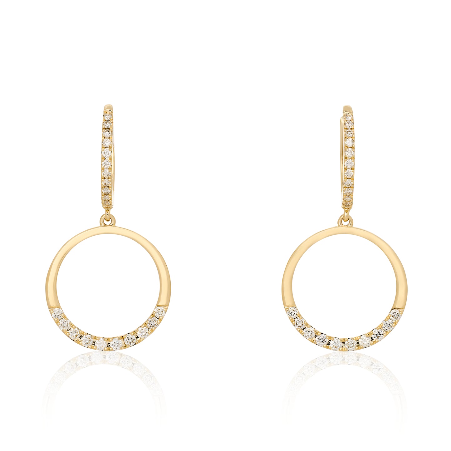 Circle Diamond Dangle Earrings