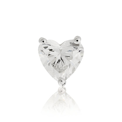 Diamond Flat back Heart Stud Earring