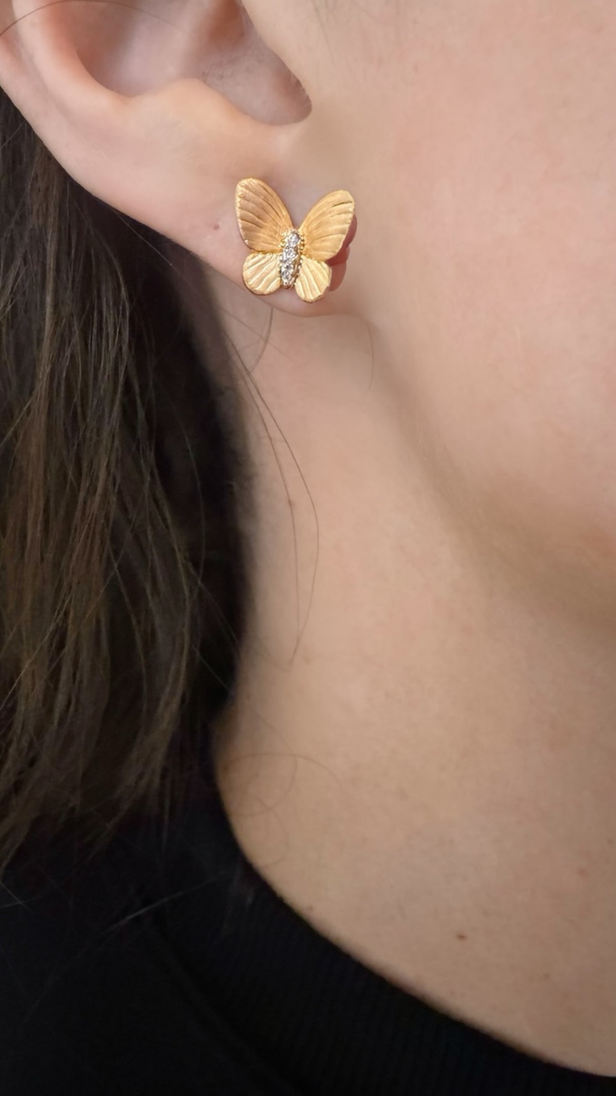 Diamond Satin Butterfly Earrings
