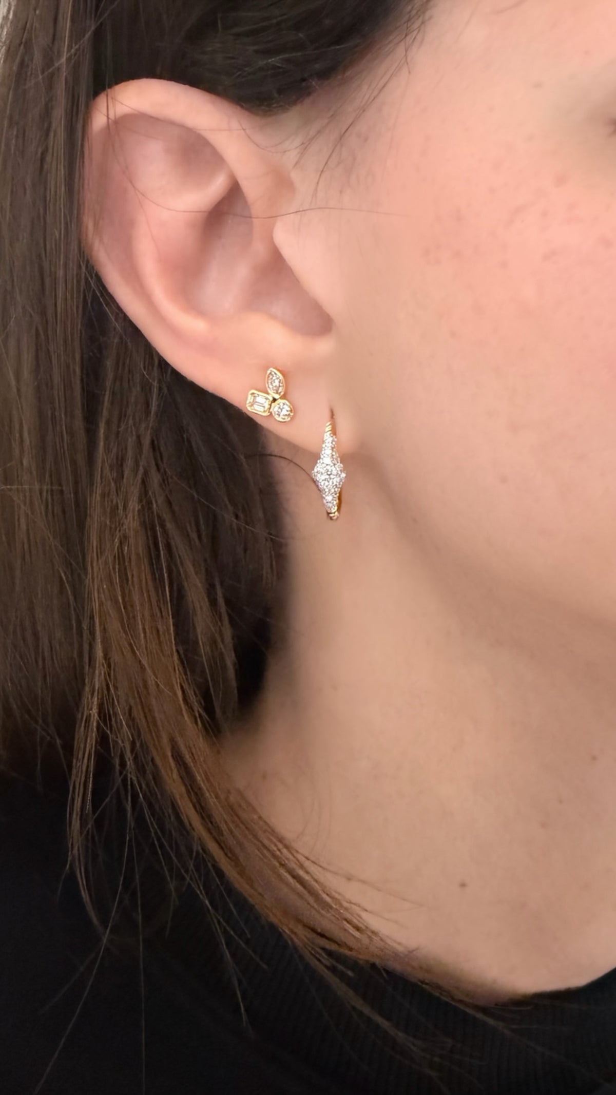 Diamond Graduated Pave Diamond Hoop Earrings