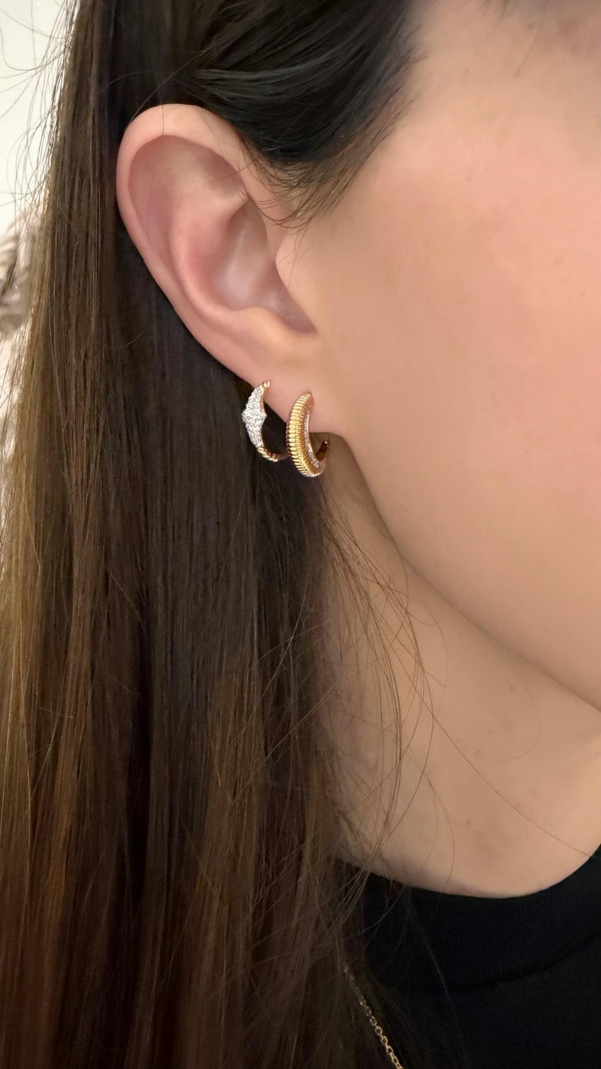 Diamond Graduated Pave Diamond Hoop Earrings