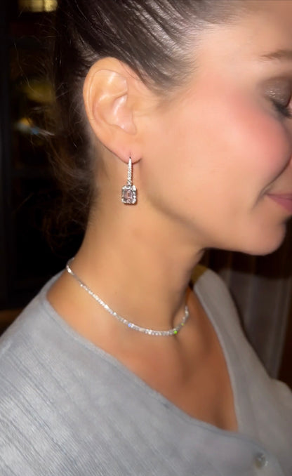 Pink Morganite and Diamond Hanging Earrings
