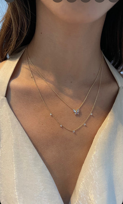 Petite Rainbow Sapphire and Diamond Pendant