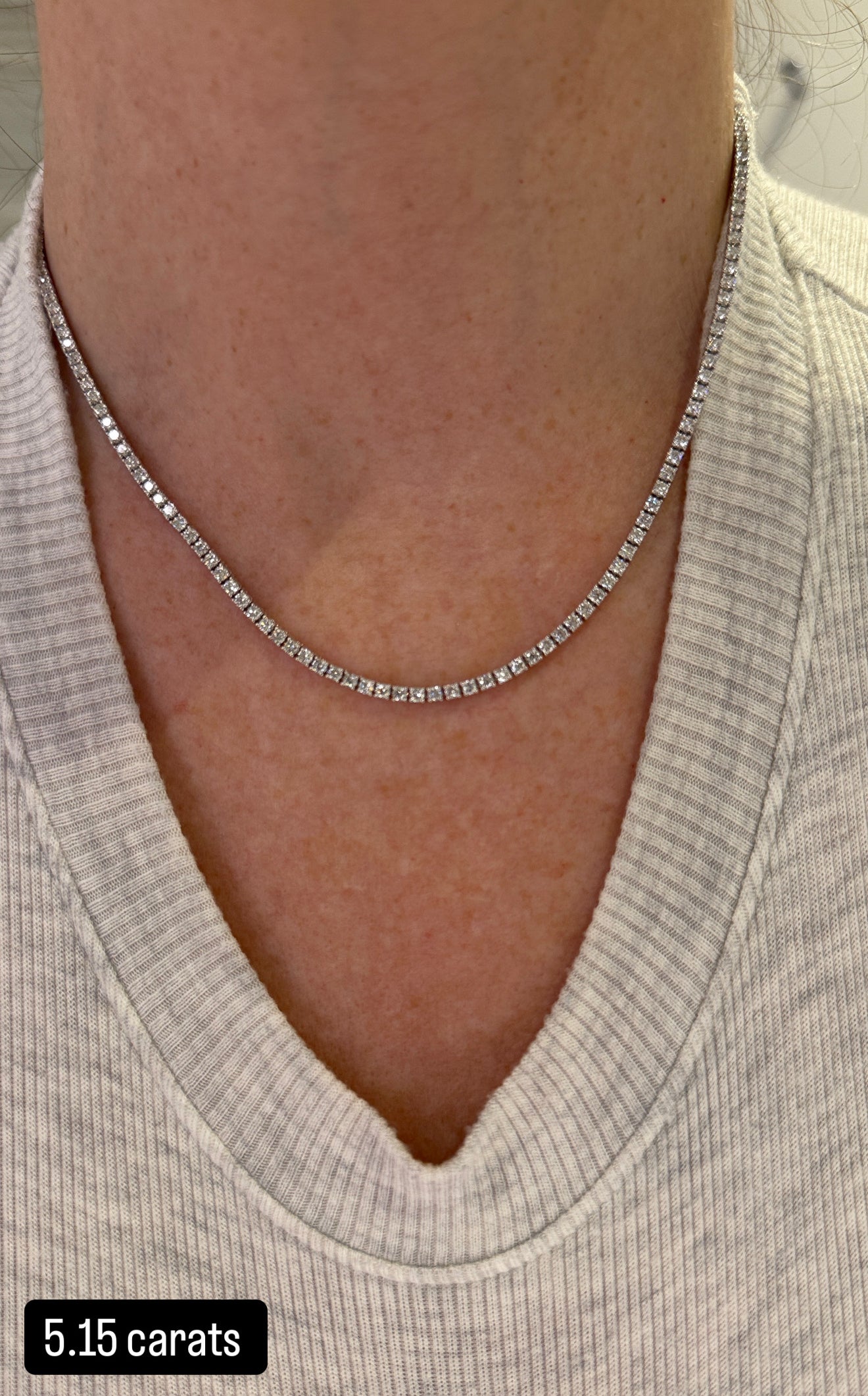 Lab Grown Straight Line Tennis Necklace-5