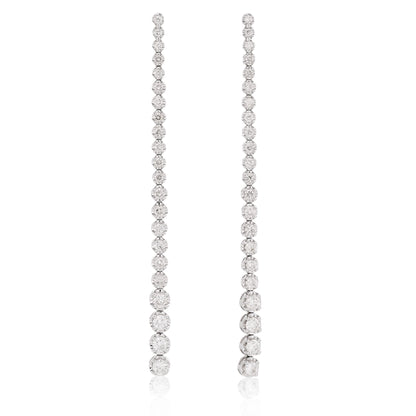 Graduating Diamond Strand Earrings - White