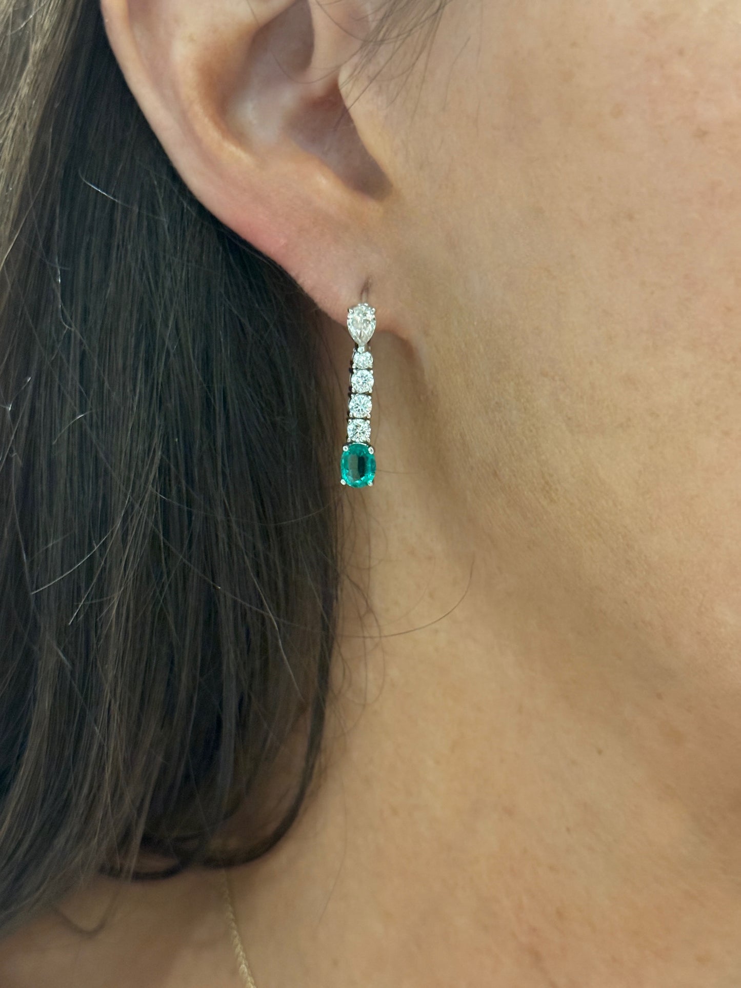 Estate Diamond and Emerald Drop Earrings