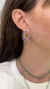 Rocky Mountain Curved Multi Color and Diamond Earrings