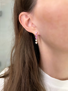 Heart Shape Pink Sapphire and Diamond Dangle Earrings - Two